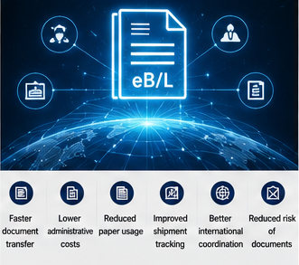 Moderne digitale logistiksystemer med elektroniske konnossementer i international shipping