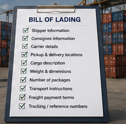 Detaljer i shippingdokument og godsoplysninger i et konnossement