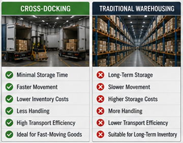 Sammenligning mellem cross-docking-operationer og traditionel lageropbevaring