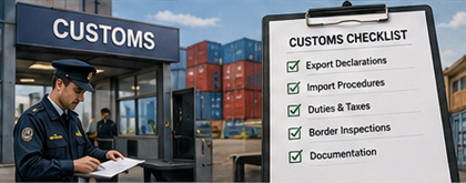 Toldere kontrollerer internationalt gods og transportdokumenter ved import- og eksportoperationer