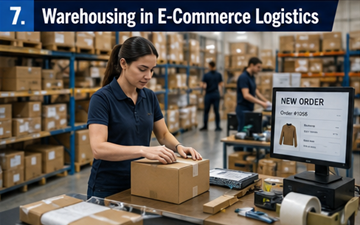 E-commerce fulfilment-lager, der klargør onlineordrer til forsendelse