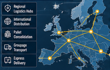 Europæisk transportnetværk, der bruger cross-docking-logistikhubs og distributionscentre