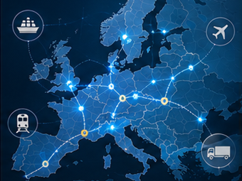 Internationale logistikruter på tværs af Europa med forsendelsesoverblik via sporing