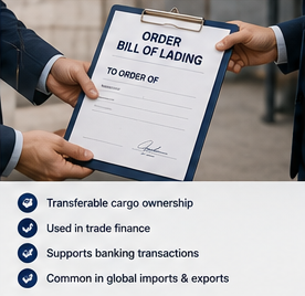 International handelsfinansiering og Order Bill of Lading-dokument ved godsforsendelse