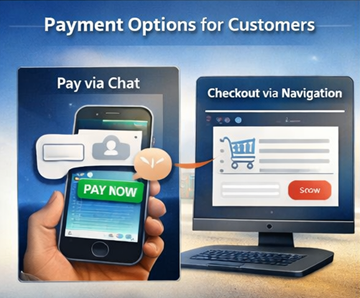 Kunde betaler en transportordre via betalingsknap i chat og checkout-navigation på ExusTrans-platformen